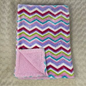 HB Hudson Baby Pink Chevron Blanket Purple Green Blue White Zig Zag Stripe Red